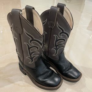 Toddler boys Old West black and dark brown cowboy boots